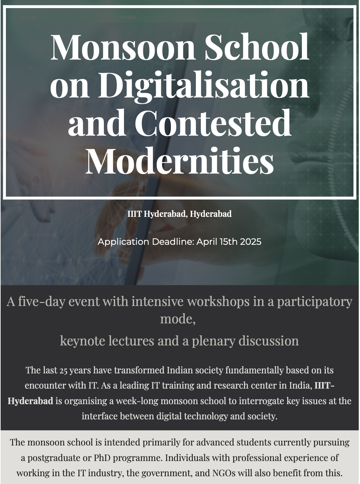Monsoon School on Digitalisation and Contested Modernities